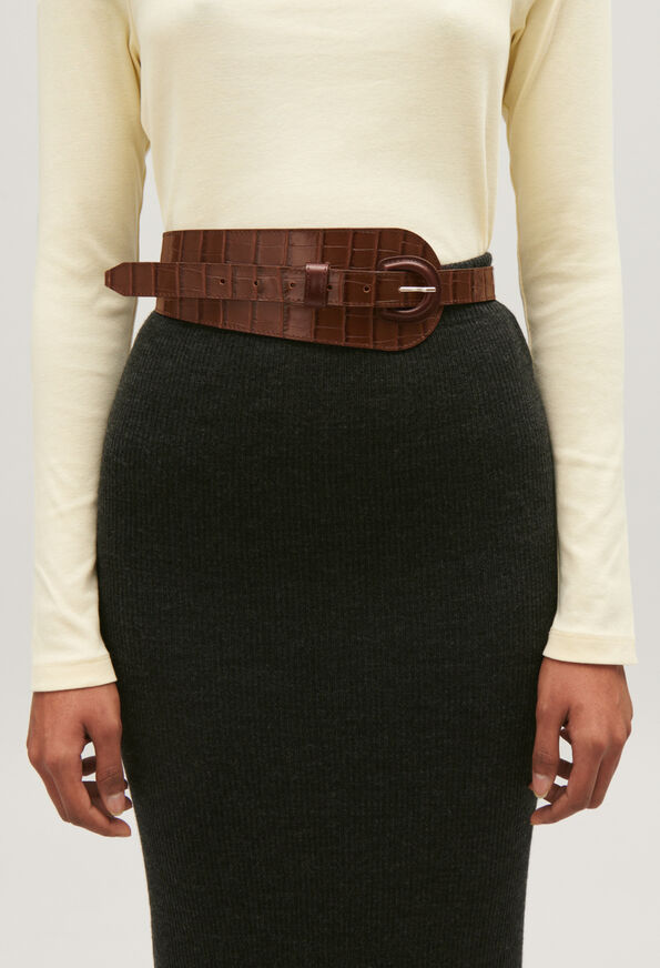 224ANAISFAKECROCO : Belts color BROWN