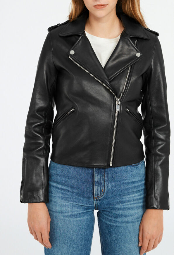 122CUZIA : Leather jackets color BLACK