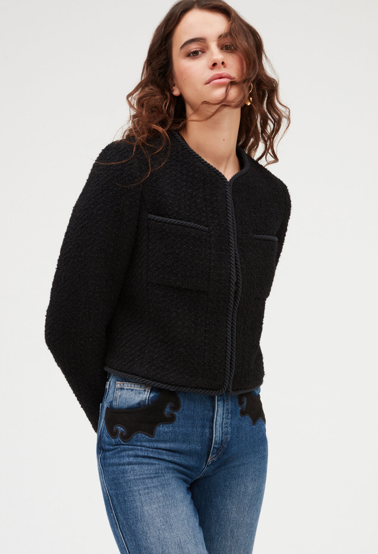 Short black sale tweed jacket