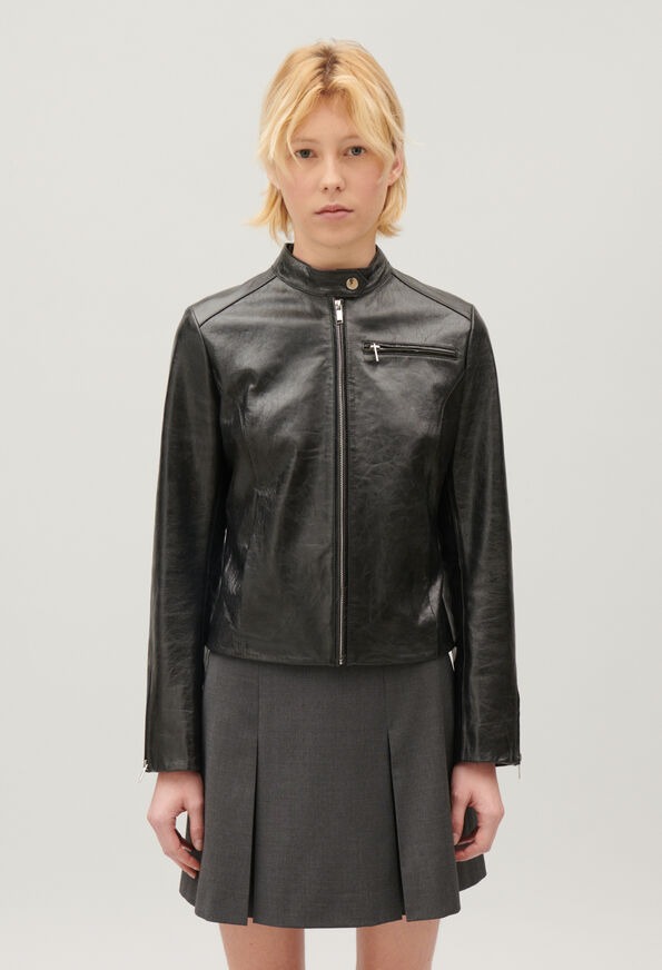 224CALME : Leather jackets color BLACK