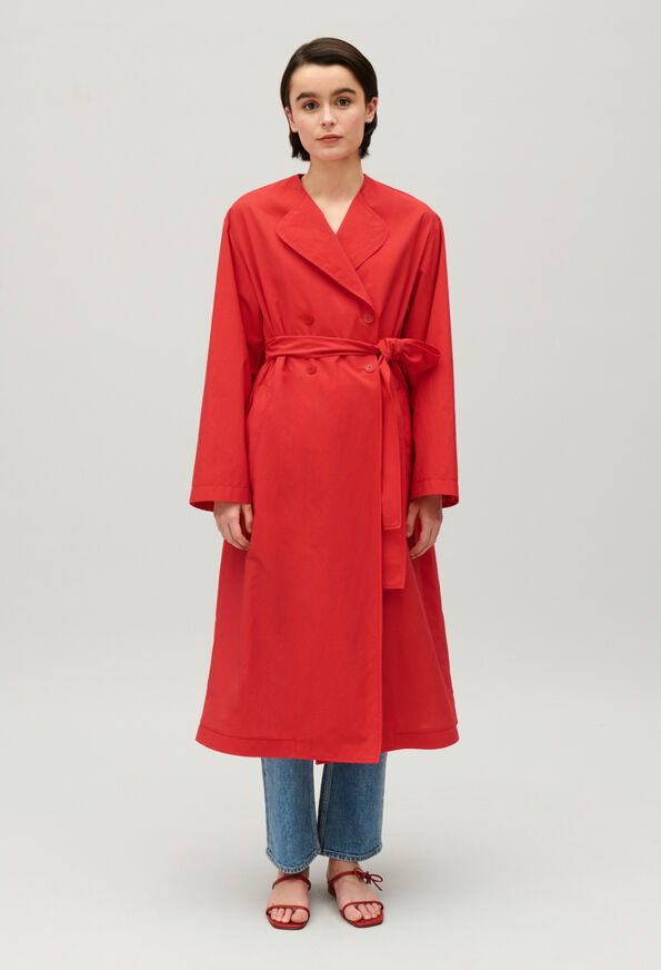 224GERALDINE : Trench Coats color RED
