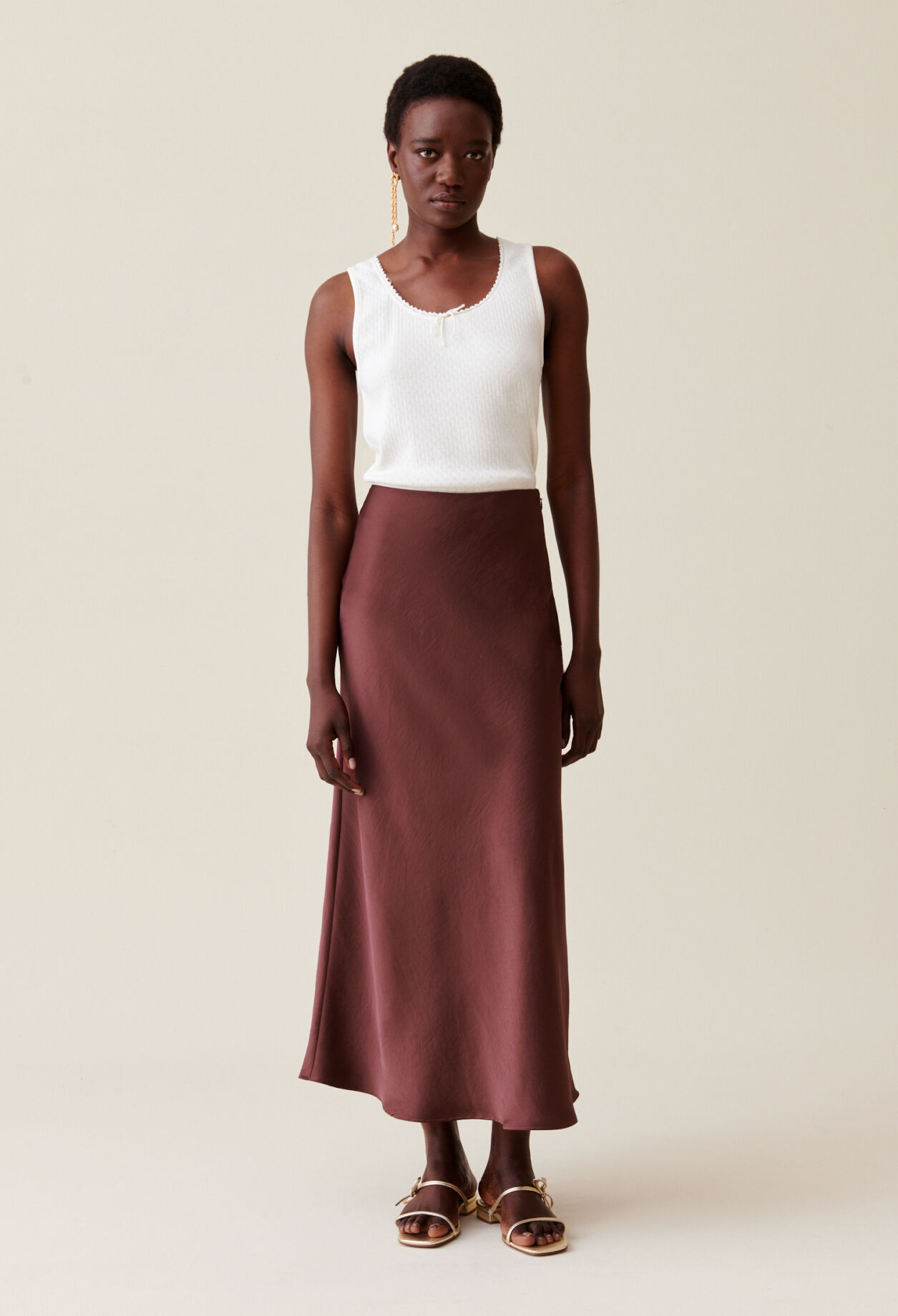 High waisted midi skirt satin new arrivals