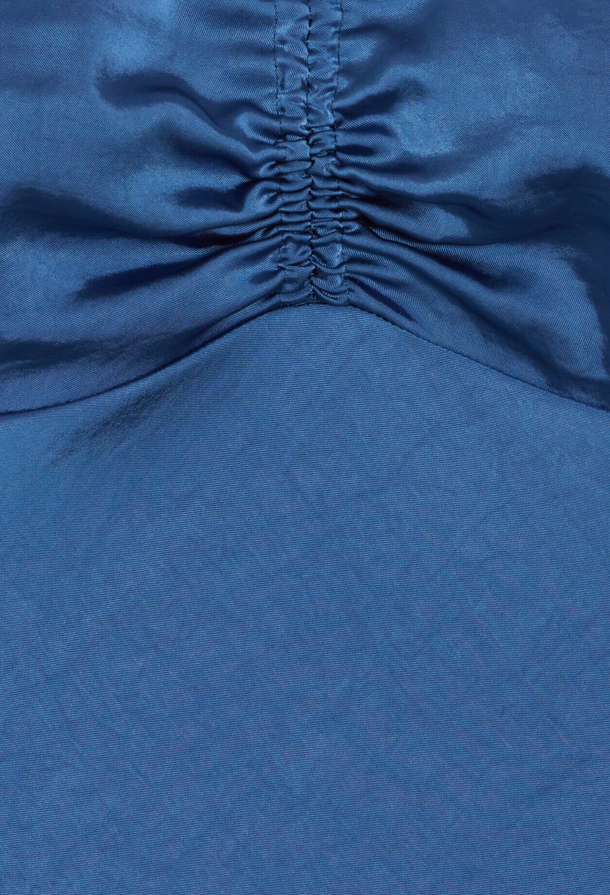 Long blue strapless dress