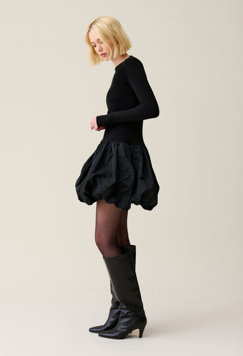 Robe bi-matière jupon boule noir