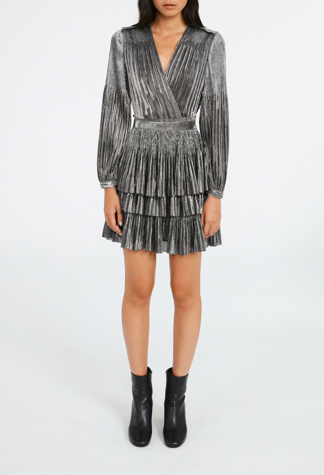Short silver ruffled dress