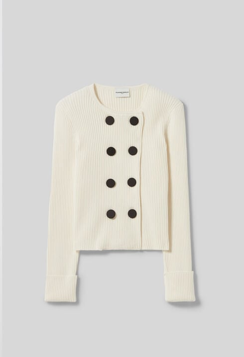 Cardigan laine mélangée boutonné