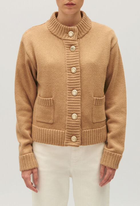 Cardigan court maille épaisse