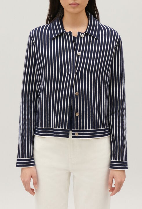 Stripy knit cardigan