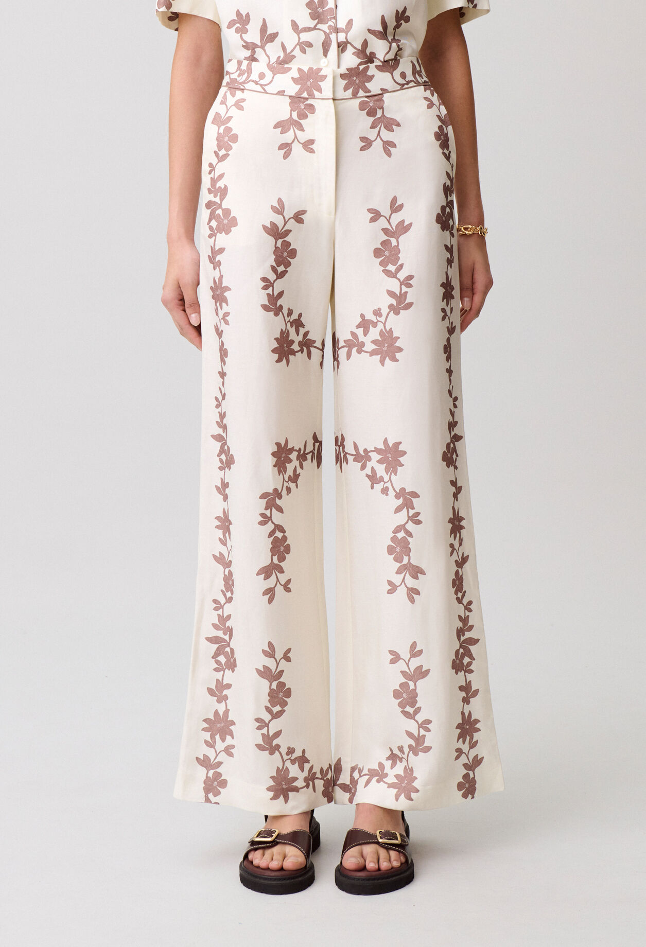 Pantalon large fleurs