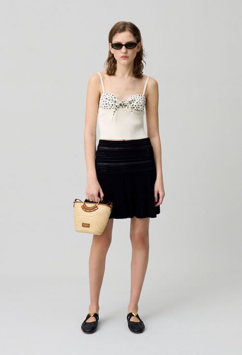 Small woven basket bag with ring