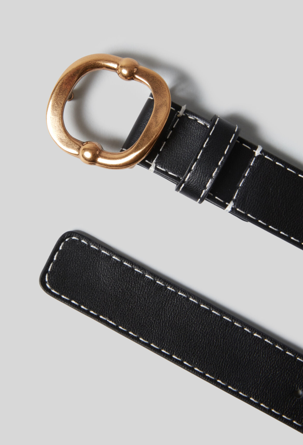 Leather belt gold buckle