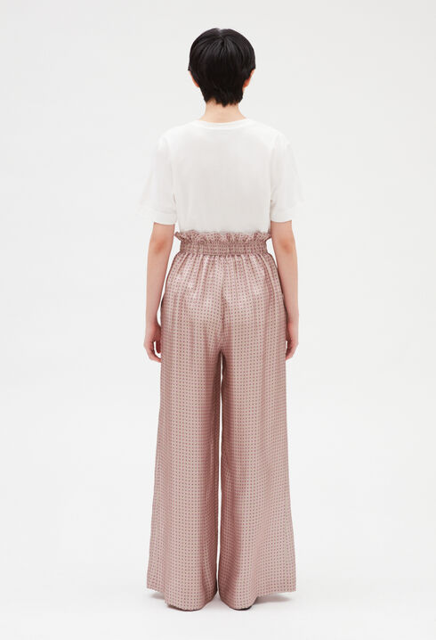 Pantalon large soie rose