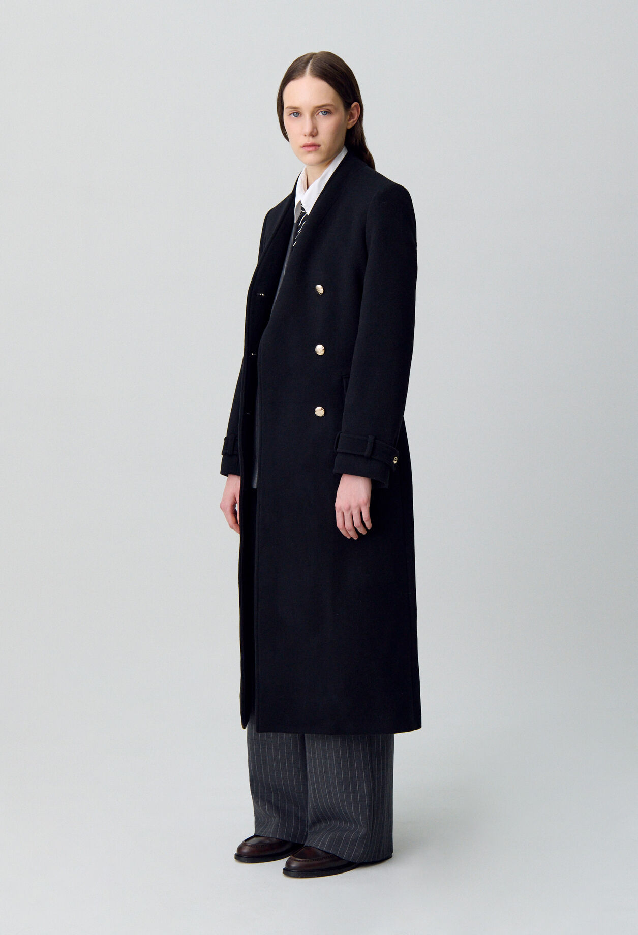 Long double-breasted coat