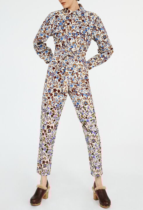 Combi-pantalon velours imprimée