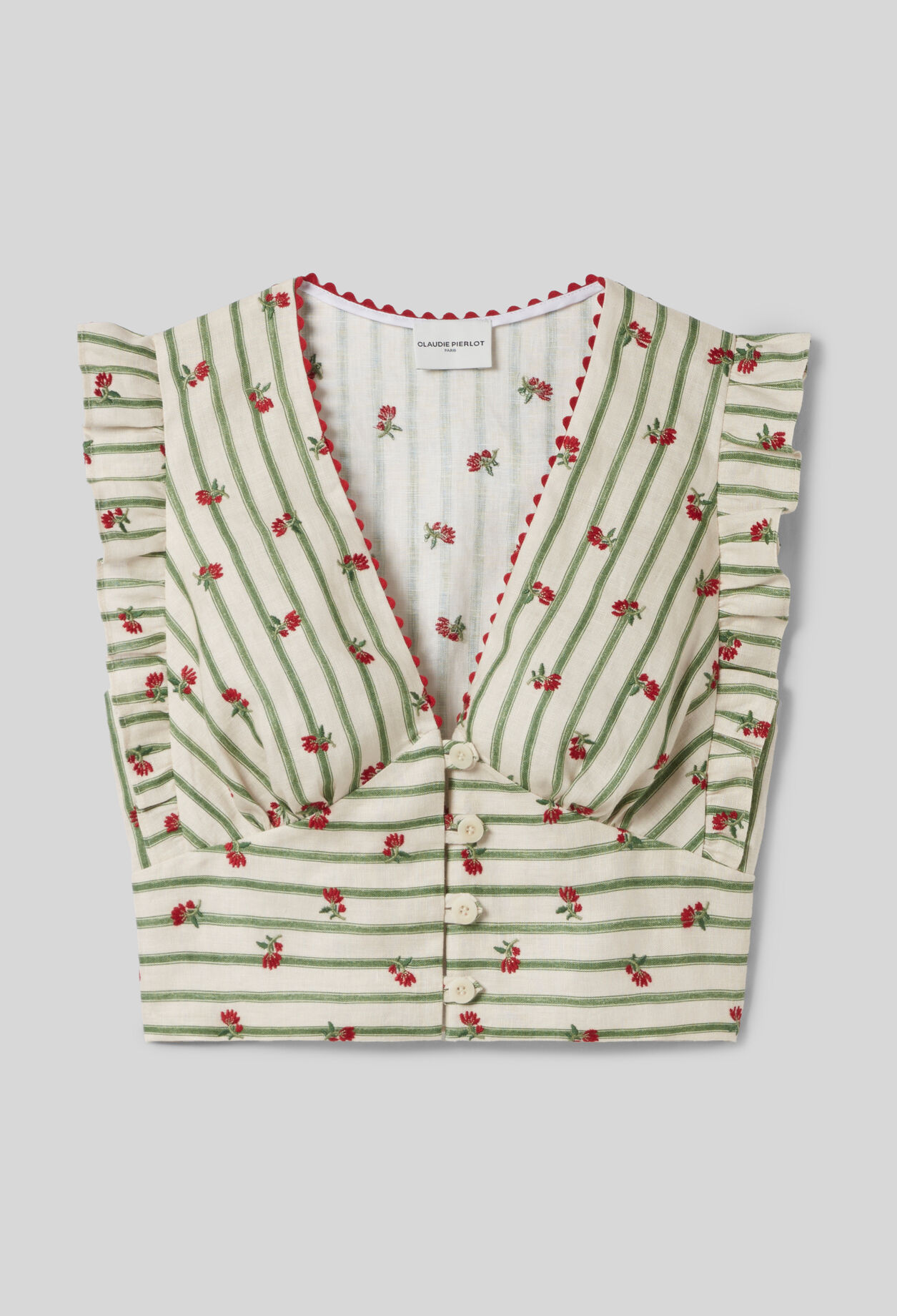 Printed Ruffle Trim Top