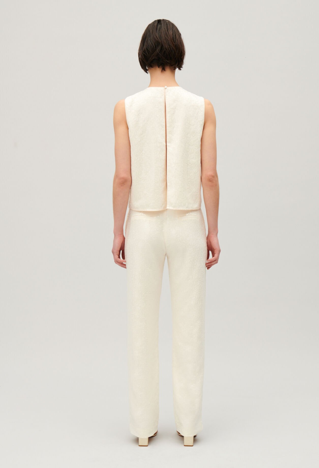 Pantalon sequins écru