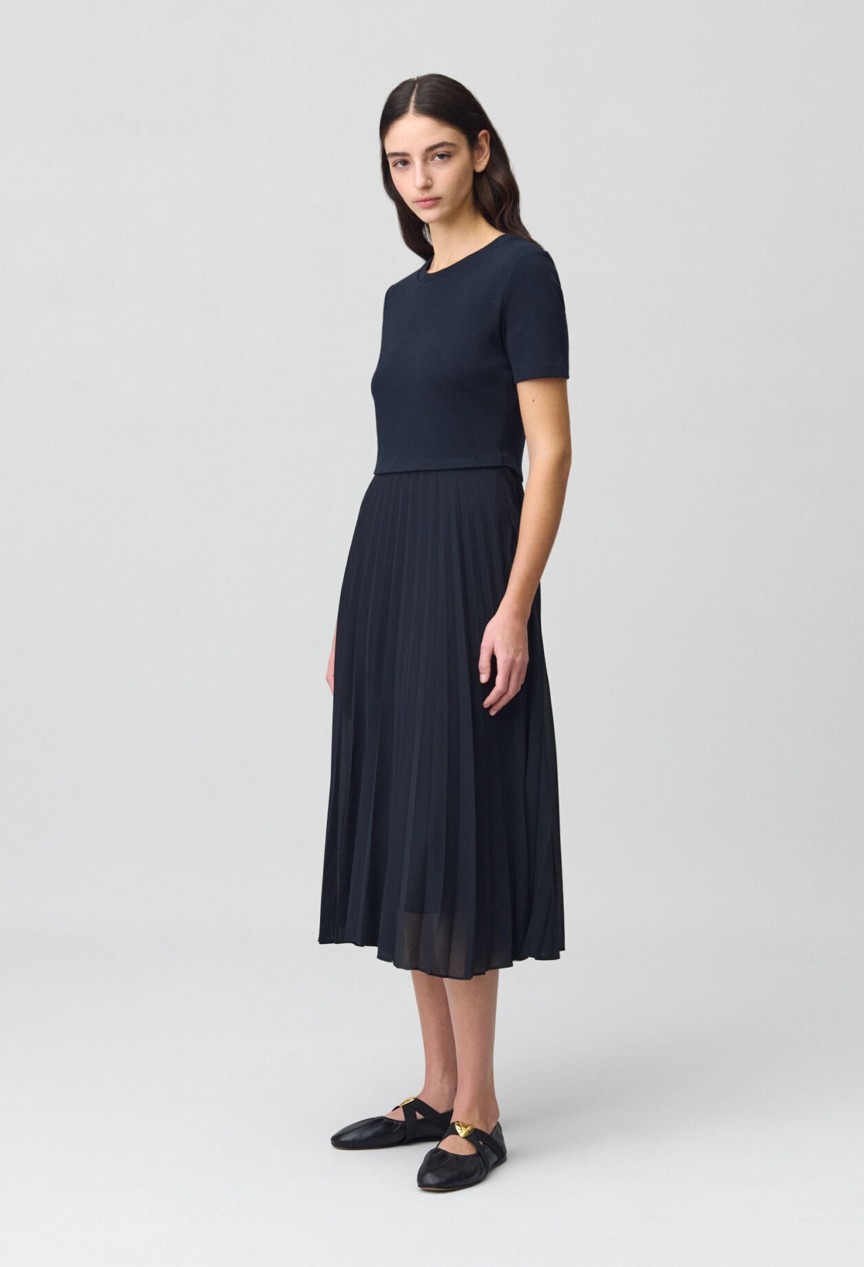 Long dual-fabric Teli dress