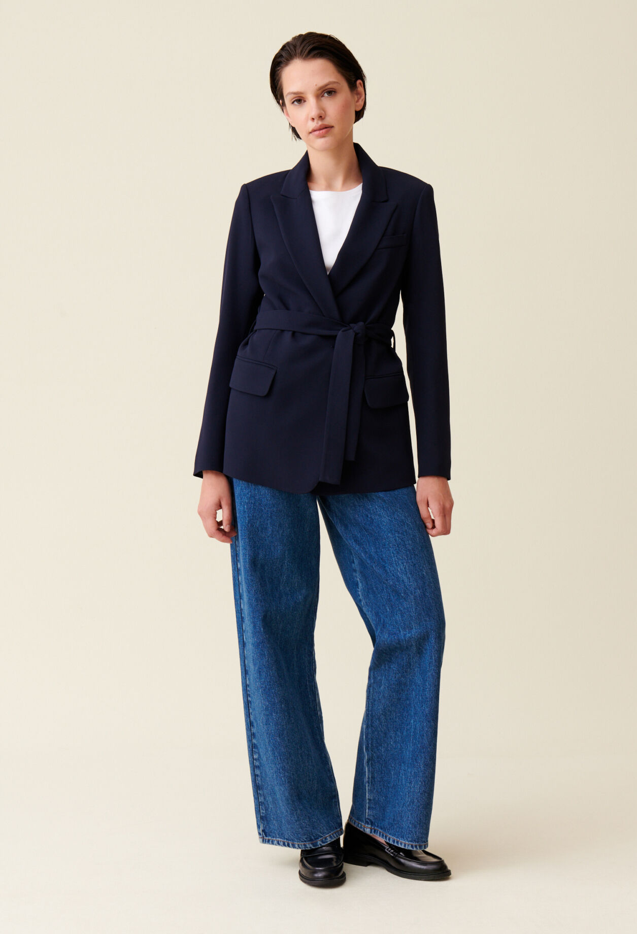 Navy blue dress jacket womens clearance