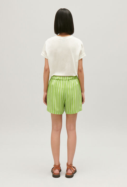 Short fluide rayures matcha