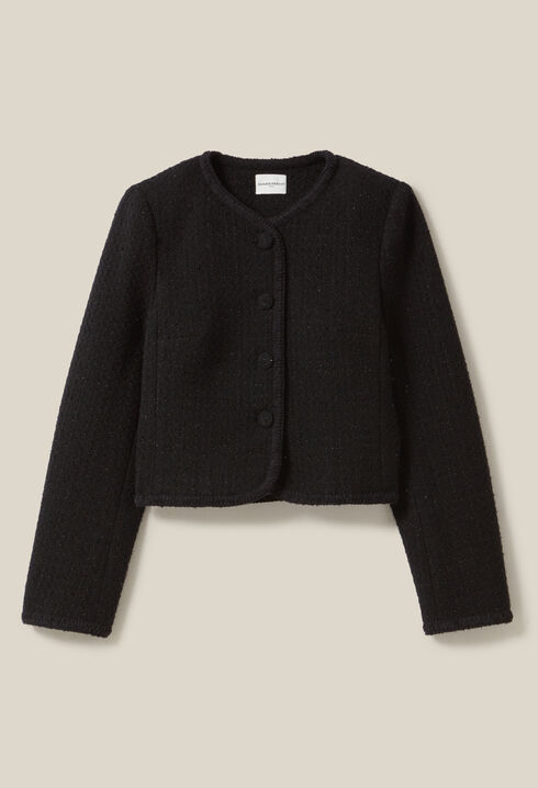 Veste droite noire tweed