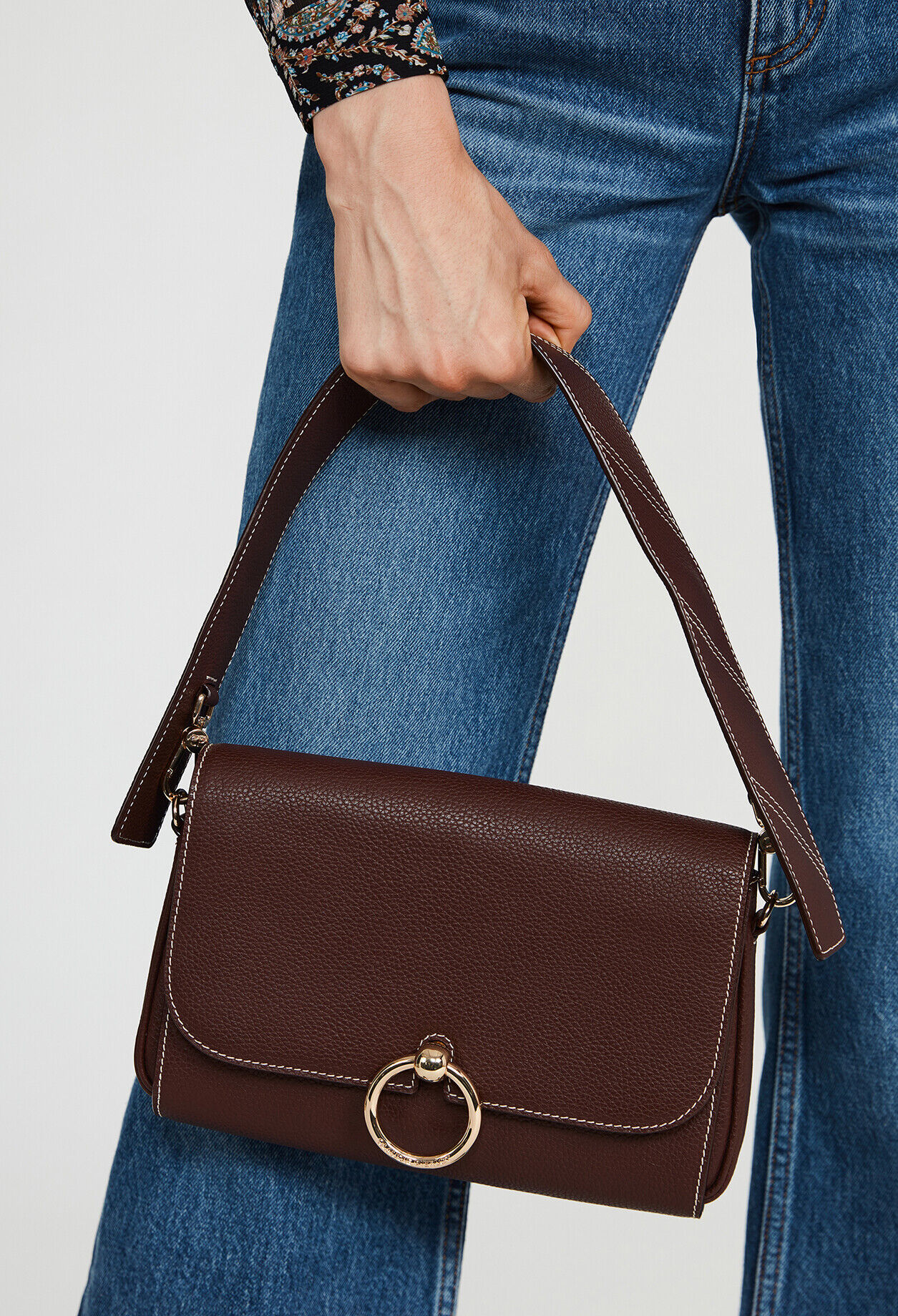 Leather burgundy shoulder bag