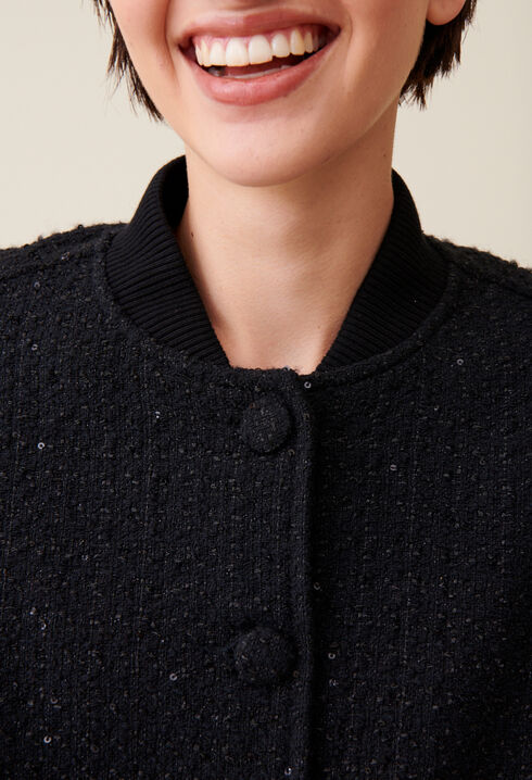 Black tweed bomber