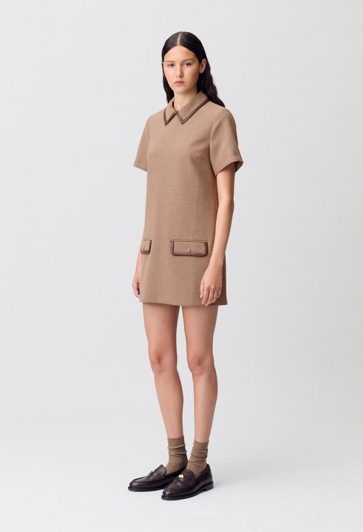 Robe droite avec cuir