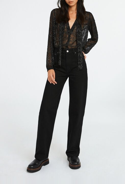 Star pattern shirt with pussycat bow