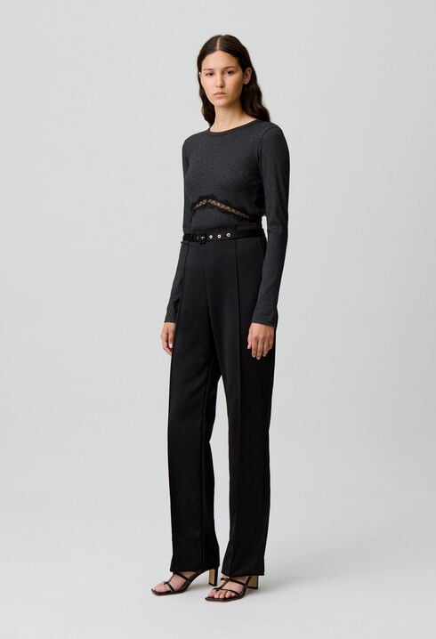 Pantalon droit satiné