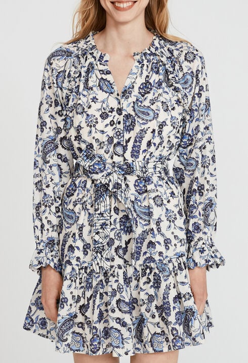 Robe ceinturée motif floral