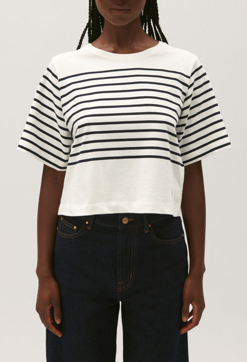 T-shirt rayures écru