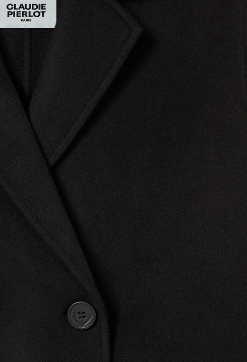 Manteau noir droit mi-long 