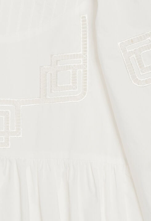 Embroidered white cotton mini dress