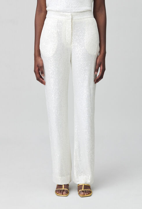 Pantalon à sequins blanc 