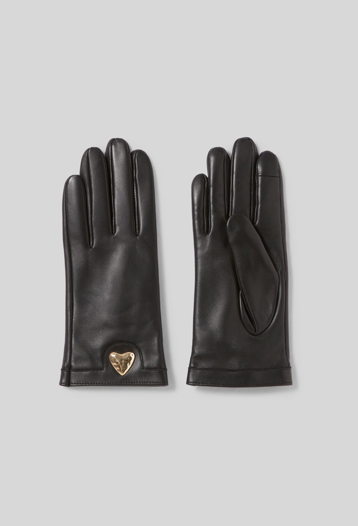 Gants cuir cœur doré