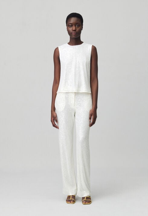 Pantalon à sequins blanc 