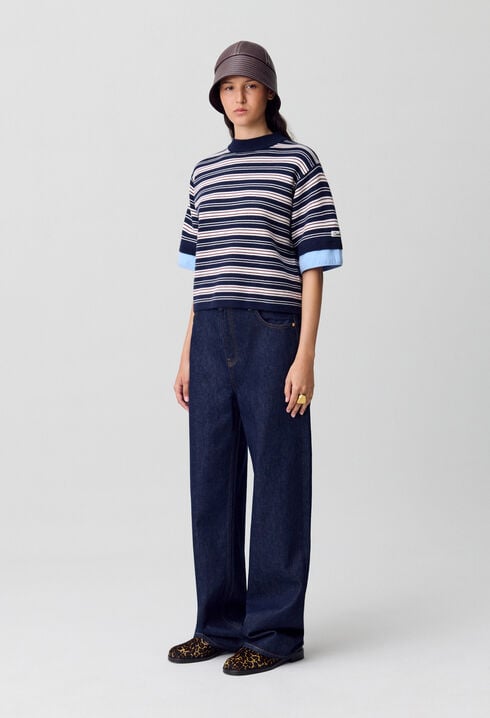 Top maille fine rayures