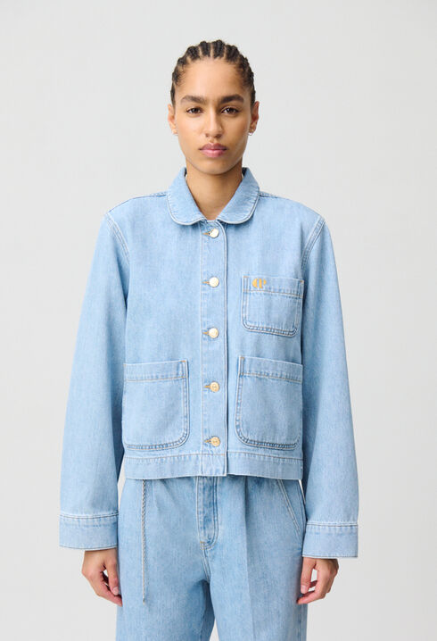 Denim jacket with Peter Pan collar