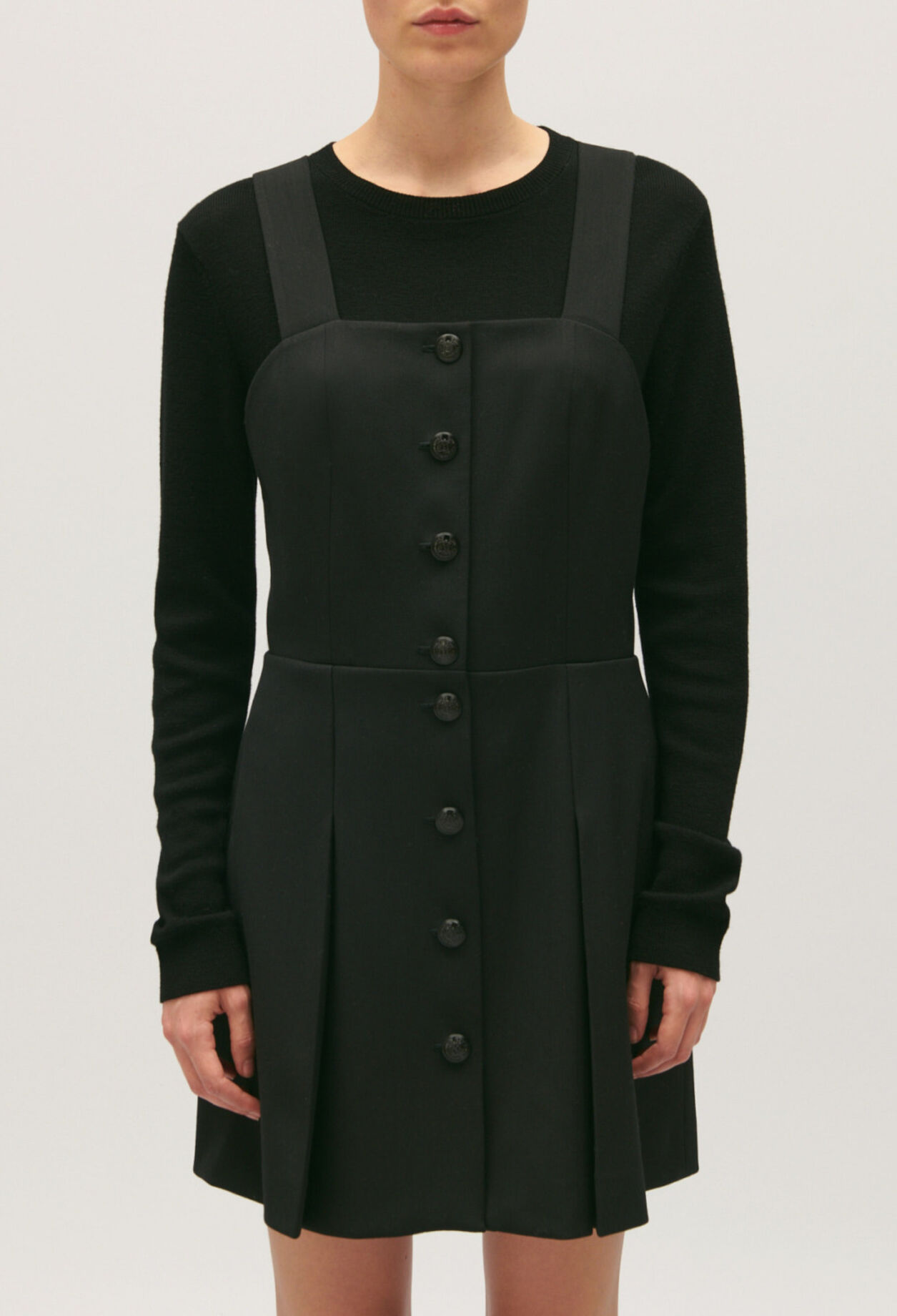 Short black dress with straps