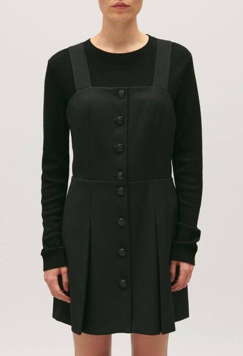 Short black dress with straps