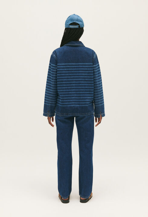 Top denim rayé