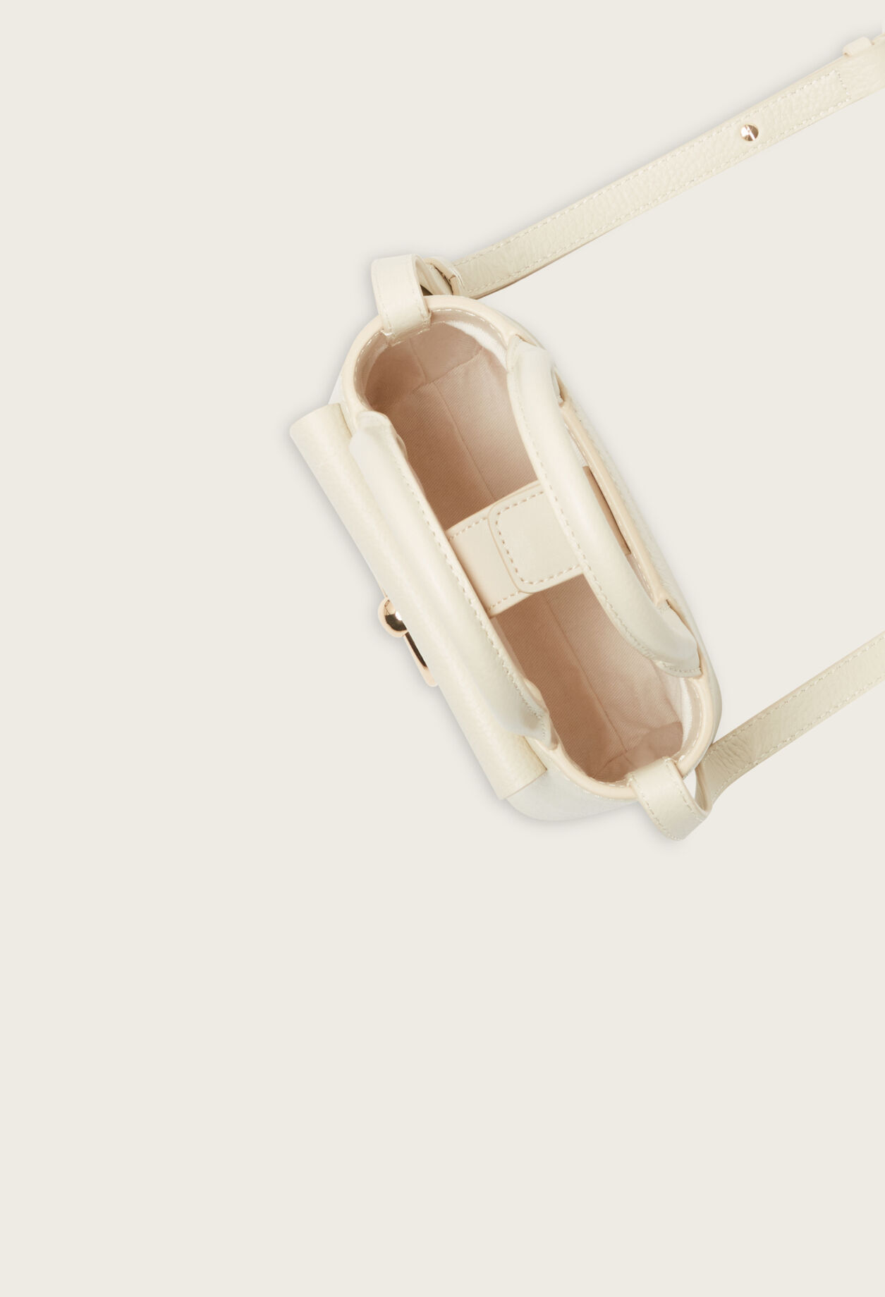 Ecru grained leather Anouck nano bag