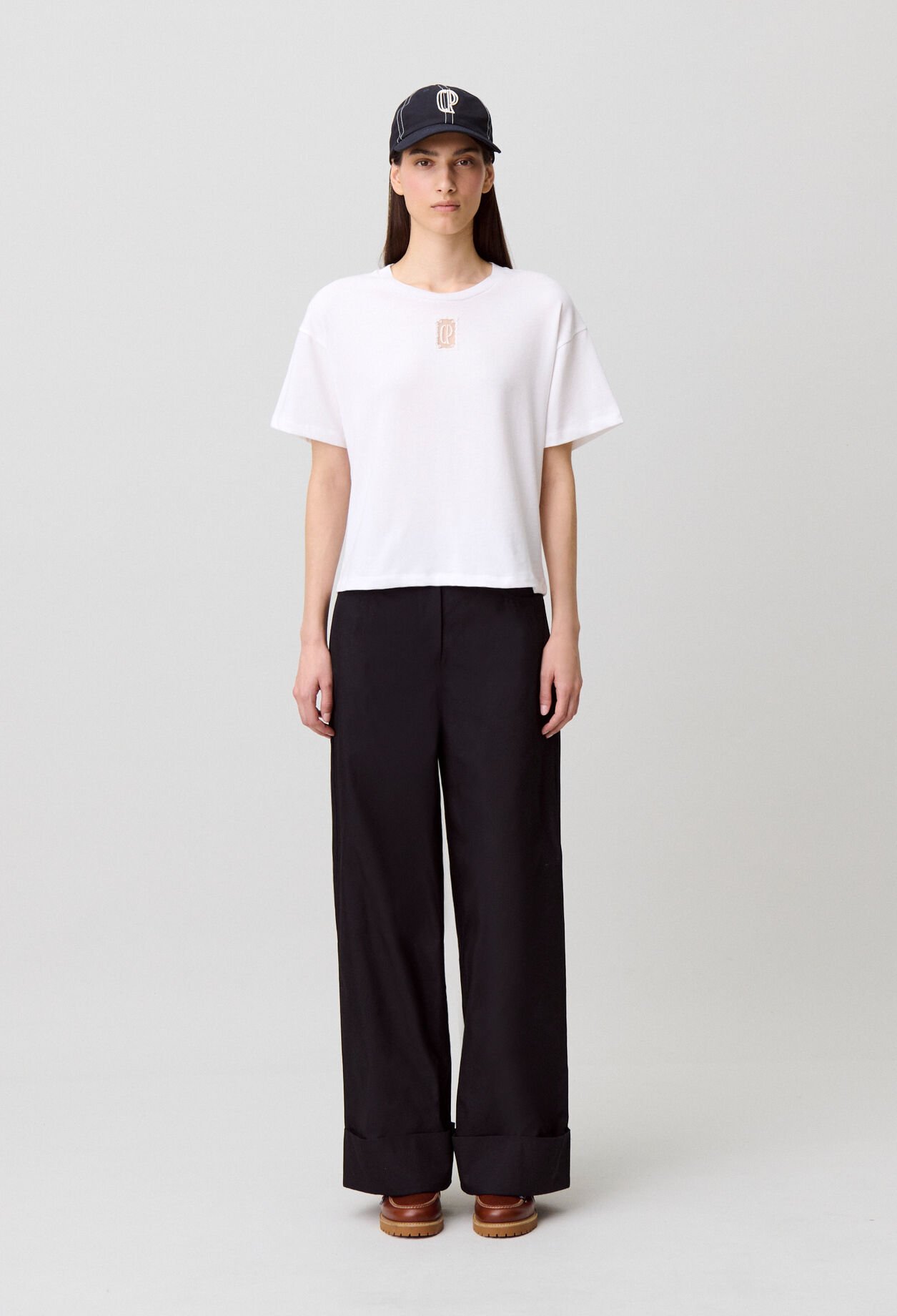Wide cropped cotton T-shirt