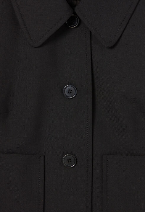 Black wool-blend box jacket