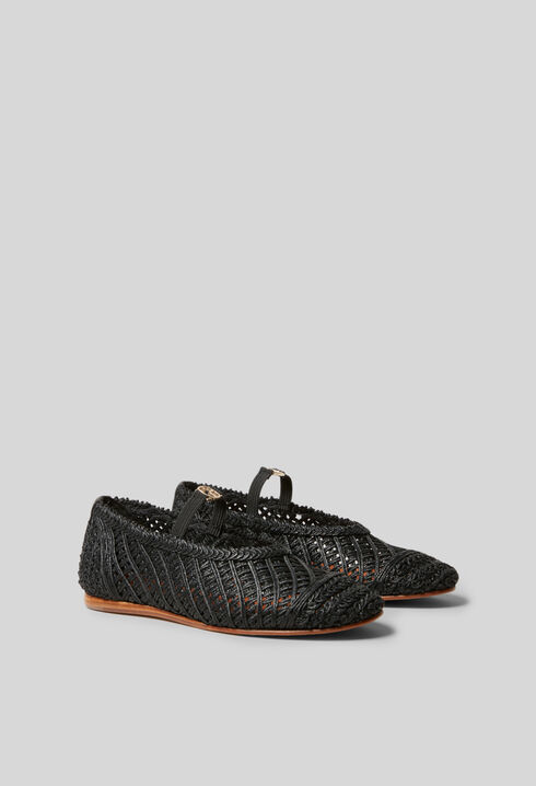 Ballerine tressée cuir