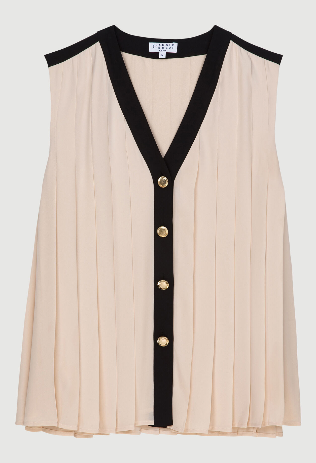 Pleated sleeveless top