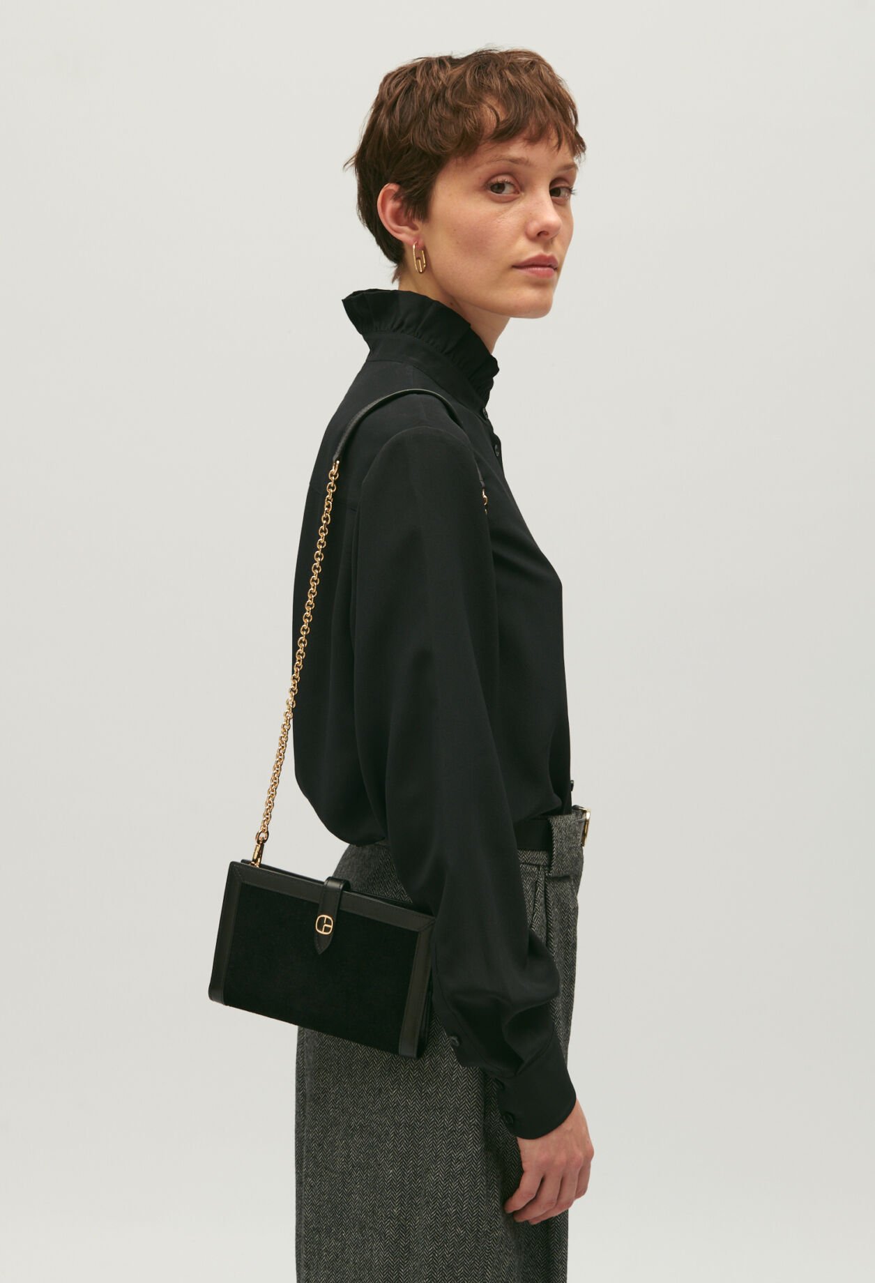 Black suede clutch bag 