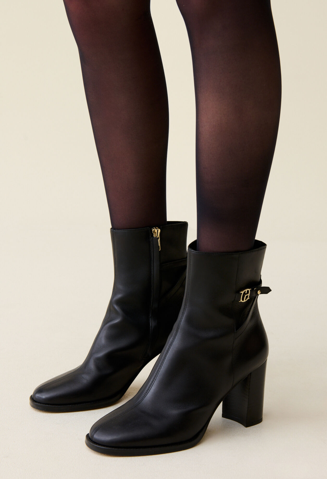 Patent leather heeled ankle boots