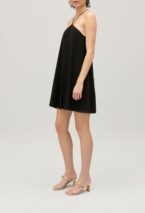Short black pleated dress