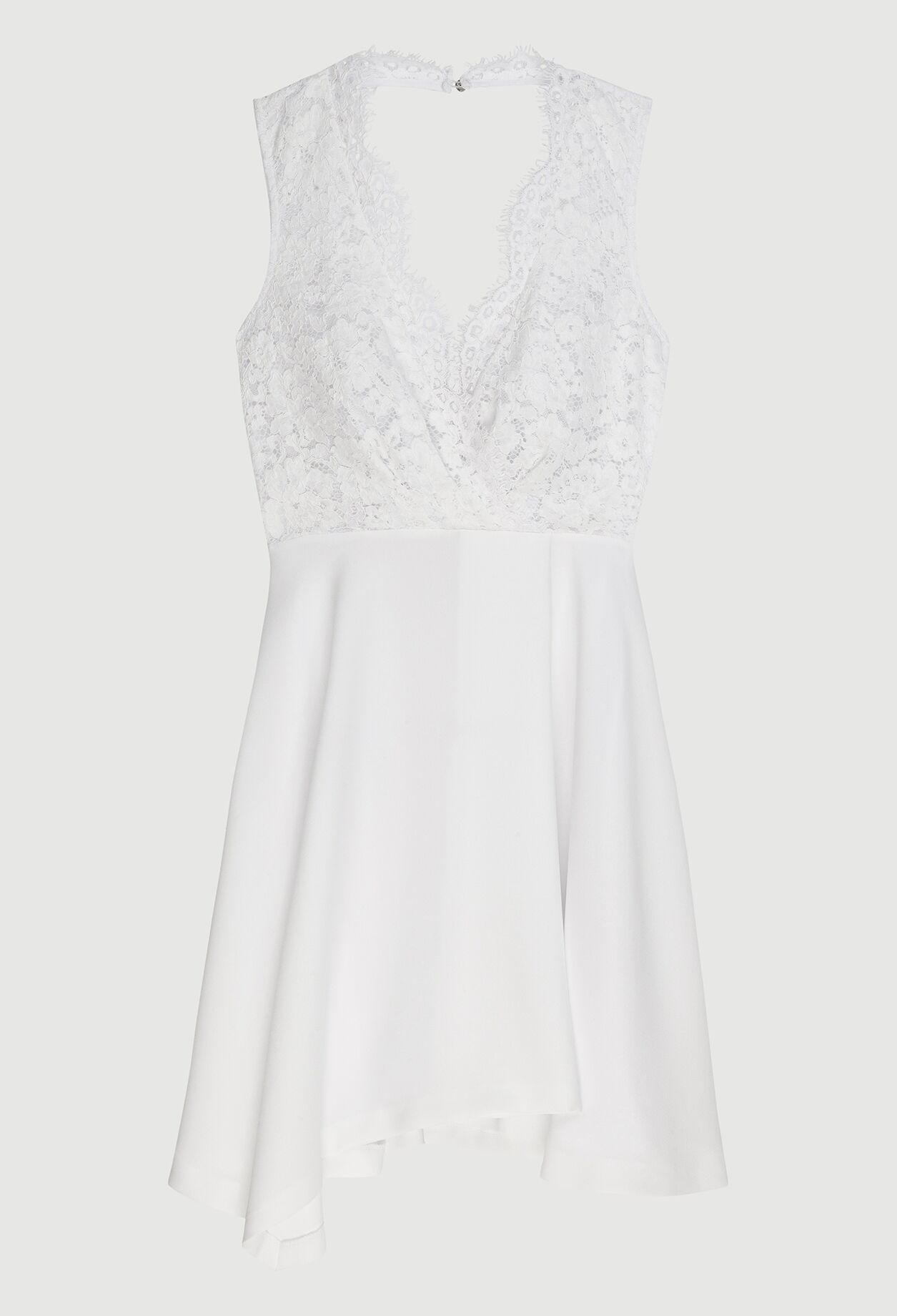 Robe écrue en dentelle et satin